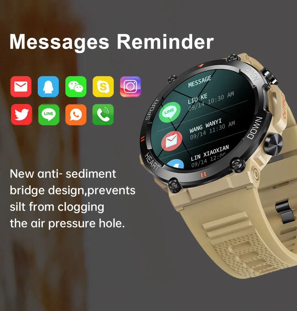 O2Tracker® Adventure - Smart Watch Men Sports Fitness Tracker Heart Monitor 400mAh