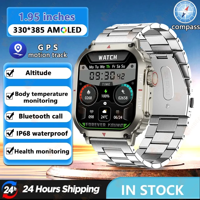 O2Tracker® Regulus - Smart Watch Men AMOLED HD Screen Heart Rate Health Tracker Bluetooth Call IP68