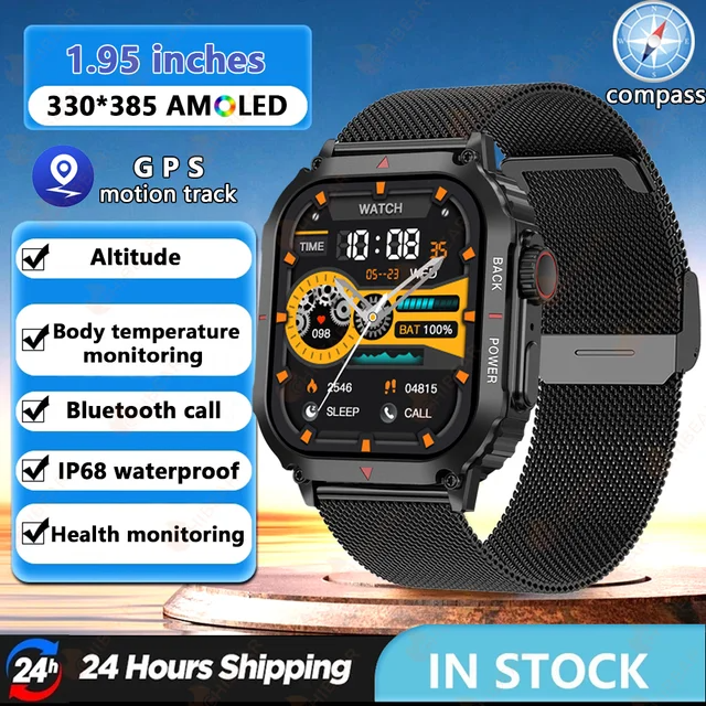 O2Tracker® Regulus - Smart Watch Men AMOLED HD Screen Heart Rate Health Tracker Bluetooth Call IP68