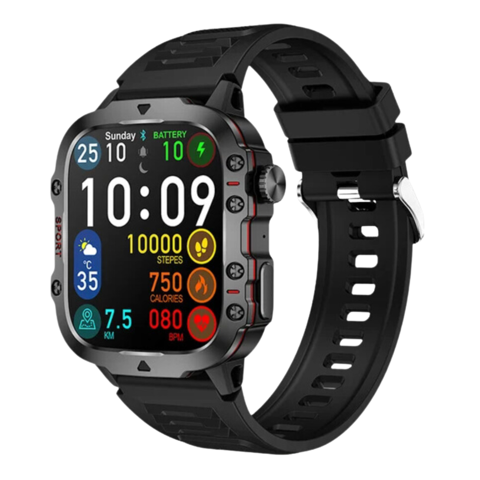 O2Tracker® Apache - New 420mAh large battery outdoor sports men's smartwatch 1.96 inches 240 * 282 multi sport mode 100