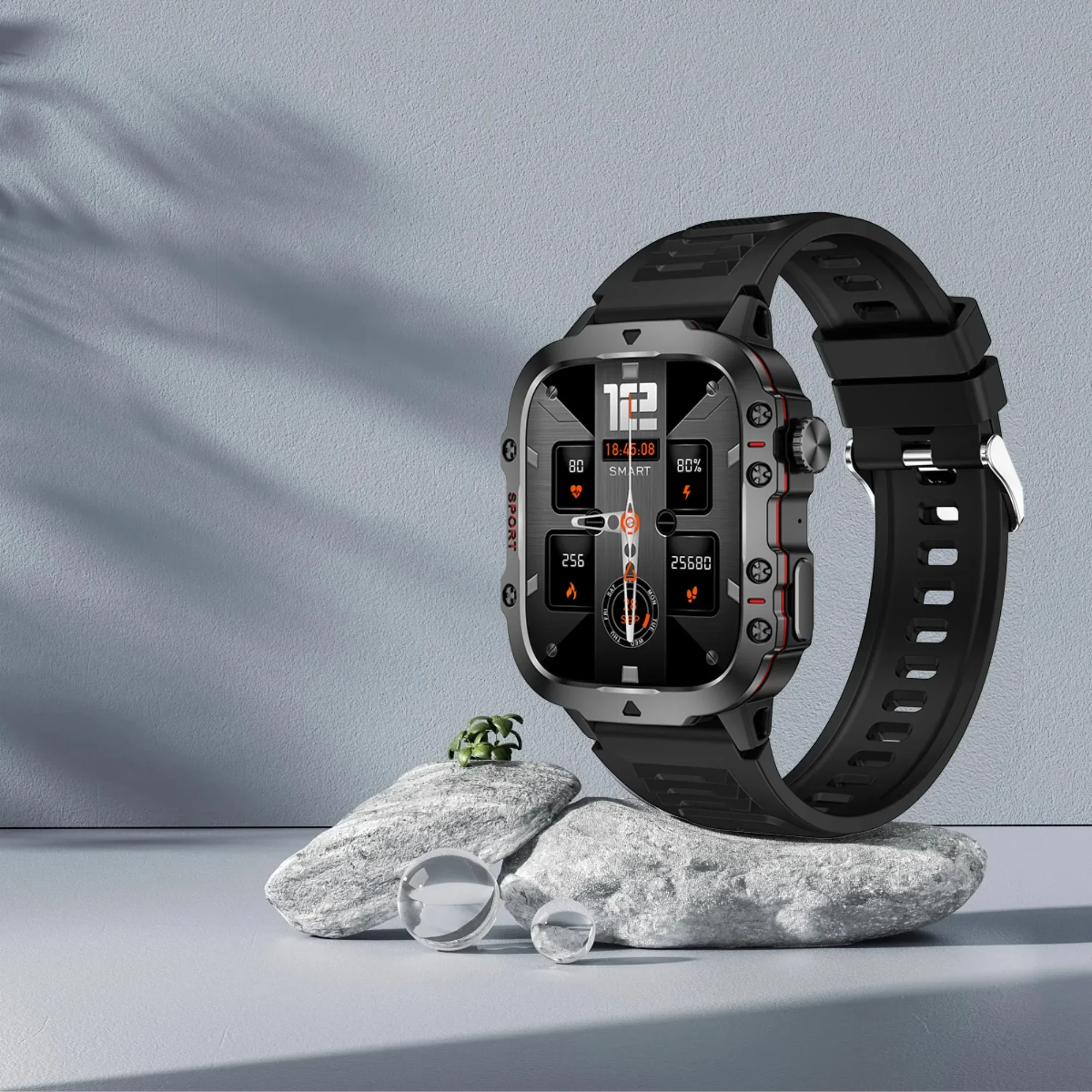 O2Tracker® Apache - New 420mAh large battery outdoor sports men's smartwatch 1.96 inches 240 * 282 multi sport mode 100