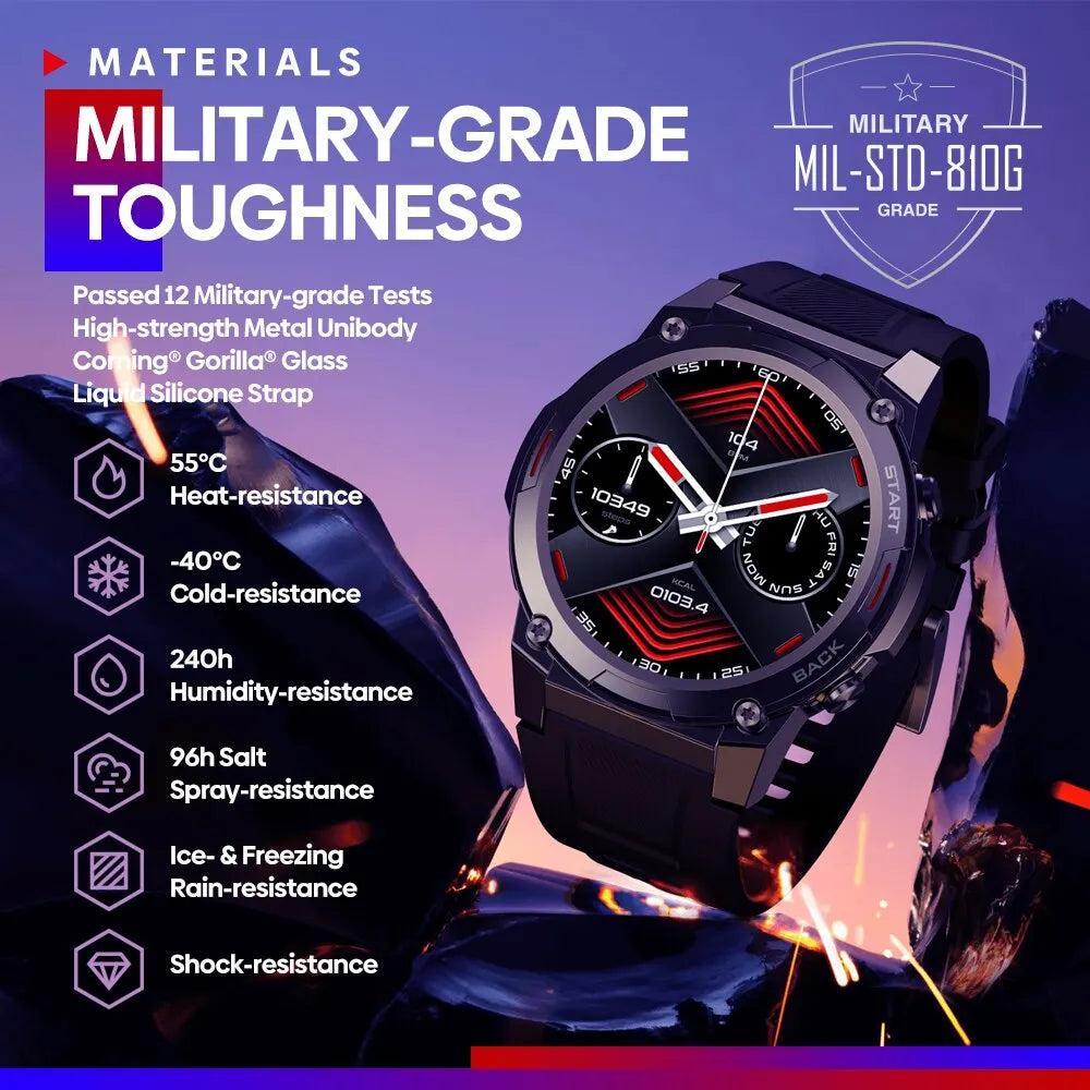 O2Tracker® Navigator -  Voice Calling Smart Watch 1.43 Inch AMOLED Display Hi Fi Phone Calls Military Grade Toughness Watch