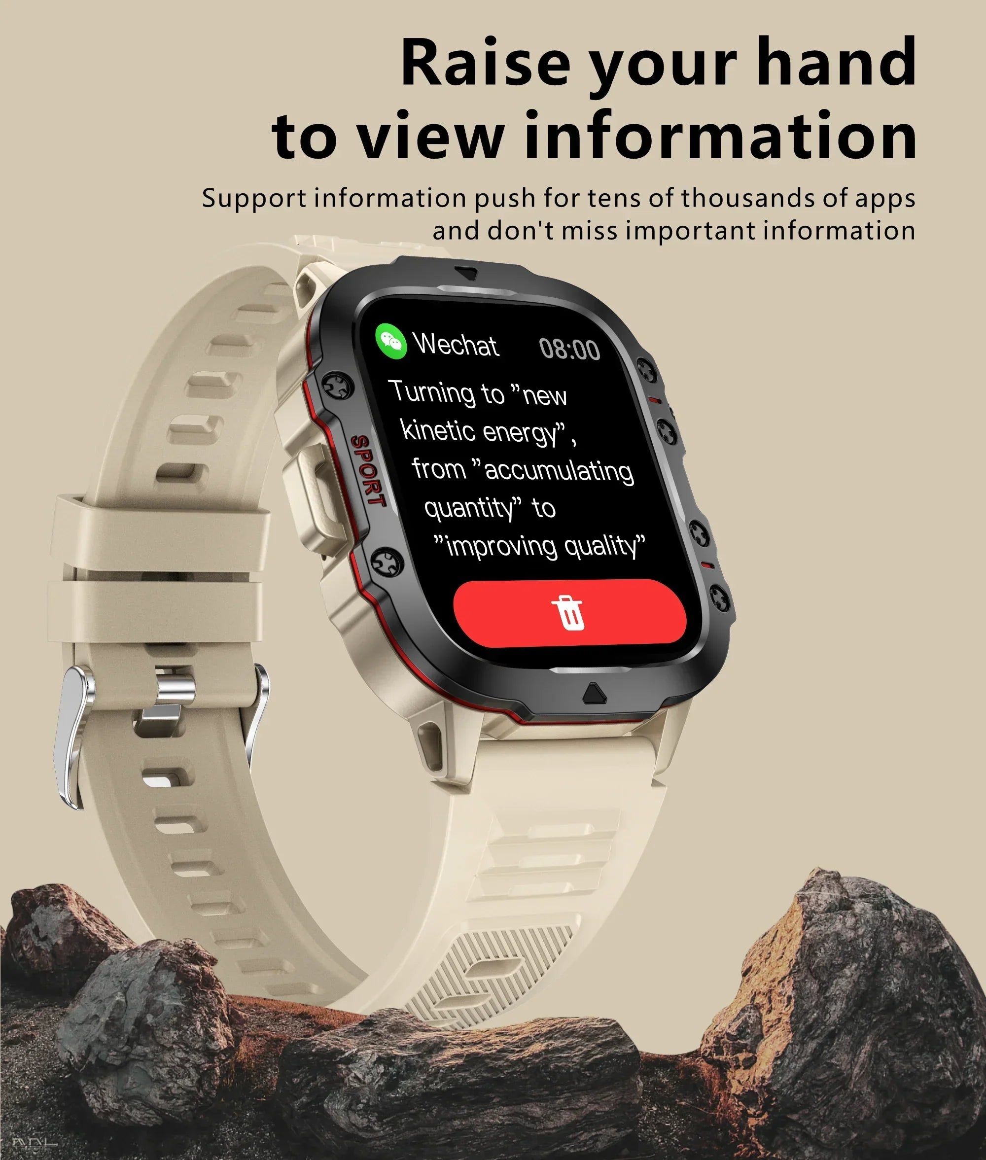 O2Tracker® Apache - New 420mAh large battery outdoor sports men's smartwatch 1.96 inches 240 * 282 multi sport mode 100
