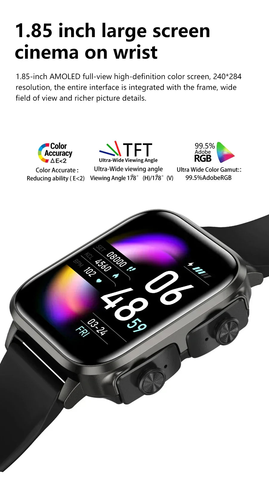O2Tracker® Unite -Smart Watch With Bluetooth Earphone Waterproof, Touch Big Display Screen Best Relog Inteligente