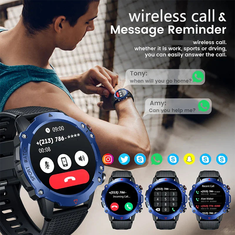 O2Tracker® Vertix - Wireless Calling Smart Watch Men Health Monitoring 450mAh Waterproof Smart Notifications Smart Watch Women