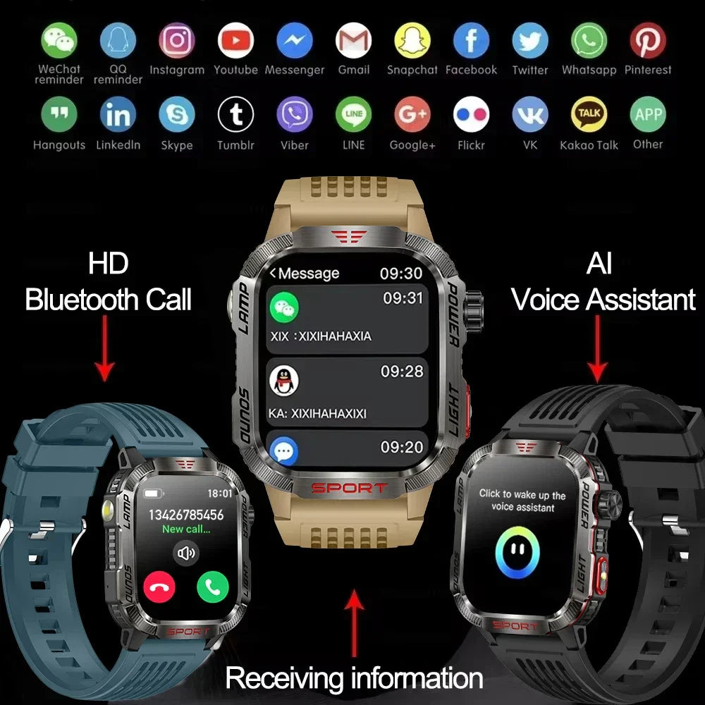 O2Tracker® Endurance - Smart Watch Men 1.96 inch GPS Compass IP68 Bluetooth call Outdoor Sports Fitness Tracker Smartwatch