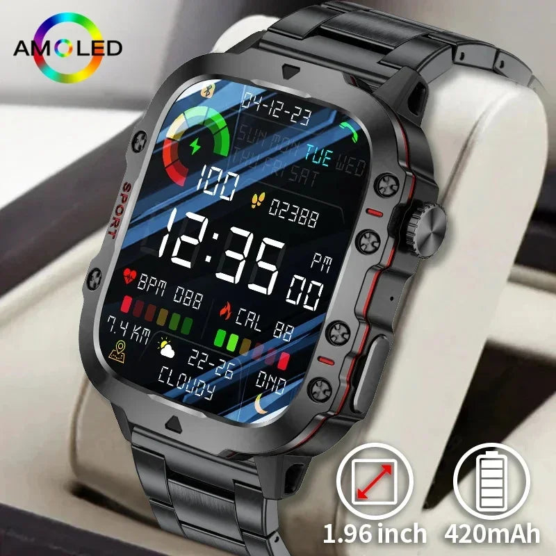 O2Tracker® Apache - New 420mAh large battery outdoor sports men's smartwatch 1.96 inches 240 * 282 multi sport mode 100