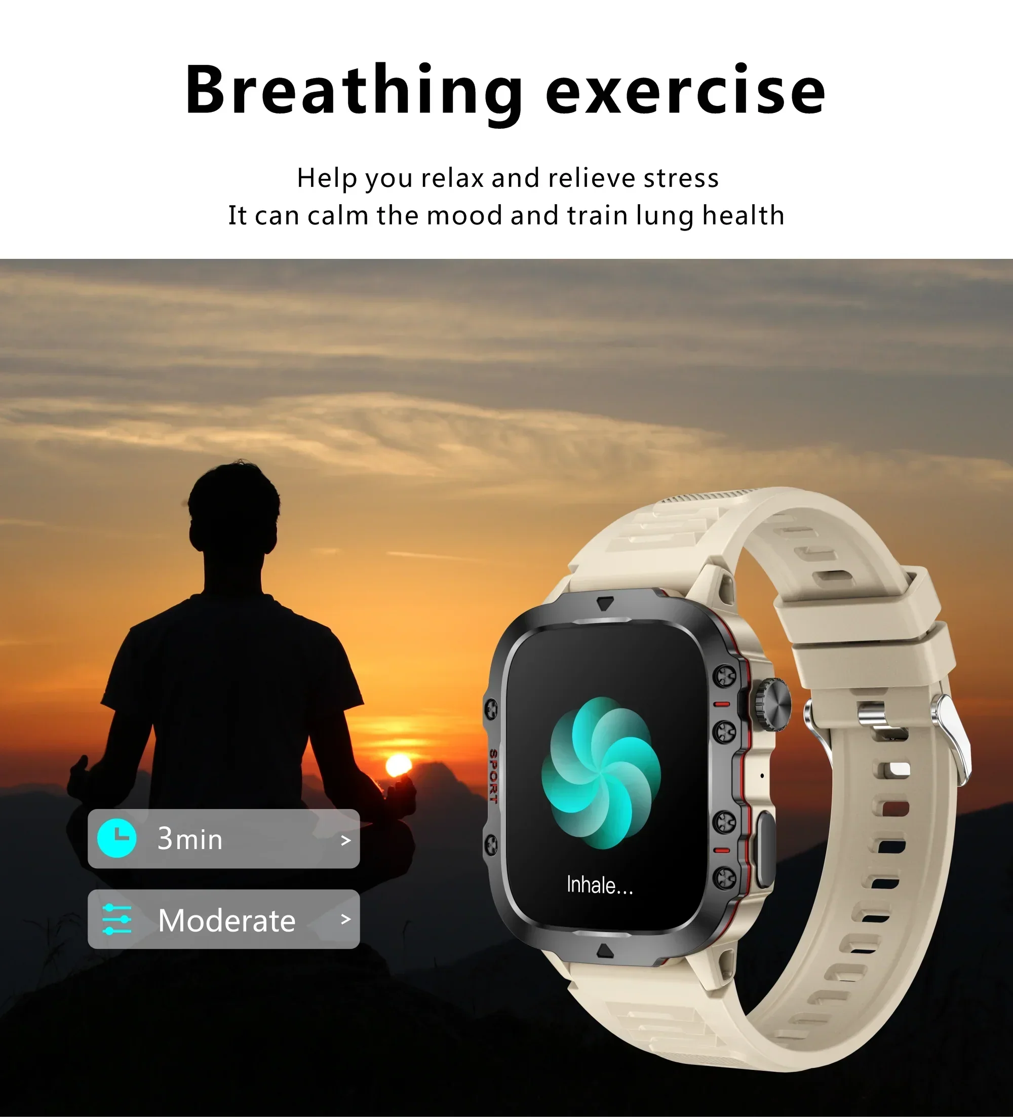 O2Tracker® Apache - New 420mAh large battery outdoor sports men's smartwatch 1.96 inches 240 * 282 multi sport mode 100