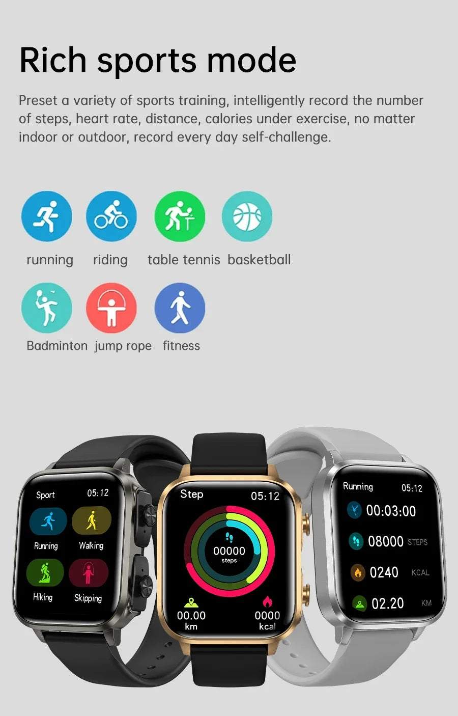 O2Tracker® Unite -Smart Watch With Bluetooth Earphone Waterproof, Touch Big Display Screen Best Relog Inteligente