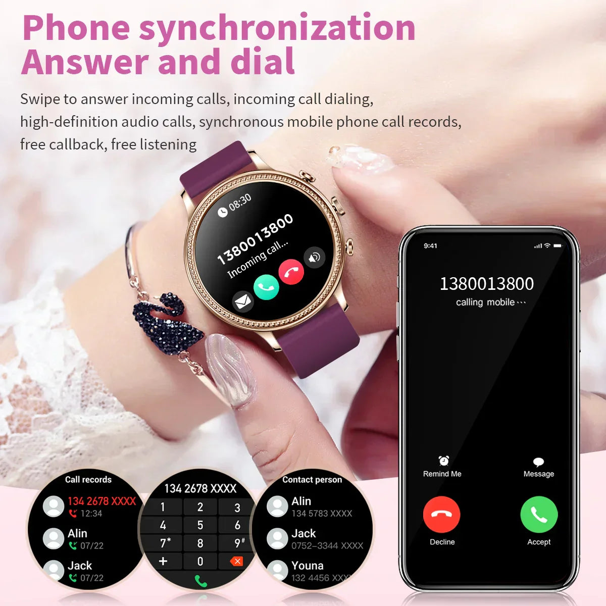 O2Tracker® Spectra - Smart Watches For Women Bluetooth Call Connected Phone Women Watch Health Monitor
