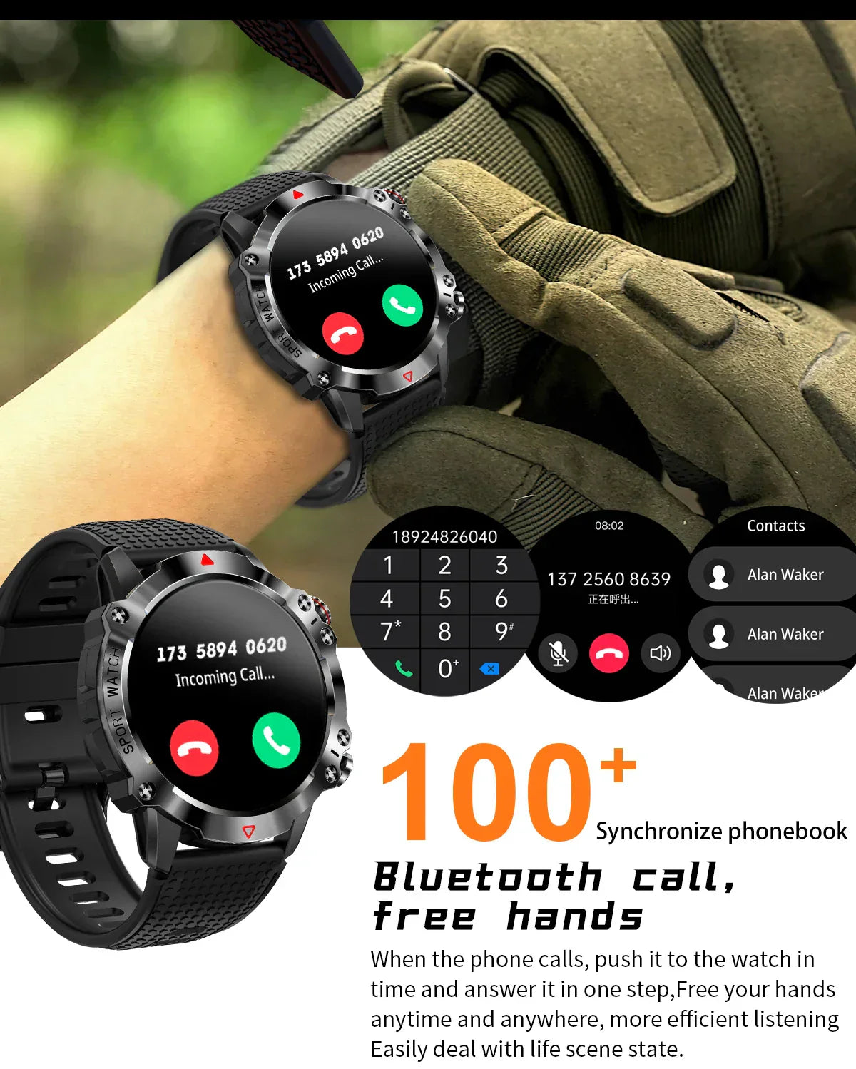 O2Tracker® Vertix - Wireless Calling Smart Watch Men Health Monitoring 450mAh Waterproof Smart Notifications Smart Watch Women