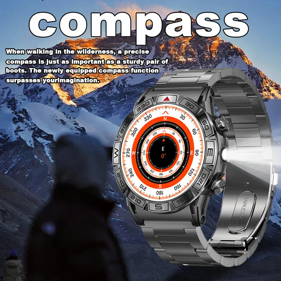 O2Tracker® Shield - Smart Watch Men Altitude Compass GPS Sports 1ATM Waterproof Watch Bluetooth Talk SmartWatches