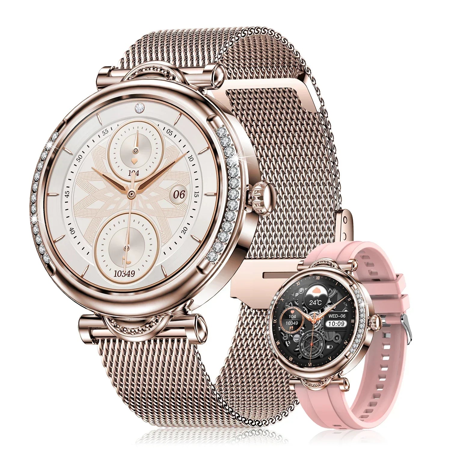 O2Tracker® Aurora - Fashion Smart Watch for Women Lady Health Monitoring 1.27inch Screen IP67 Waterproof BT Calling