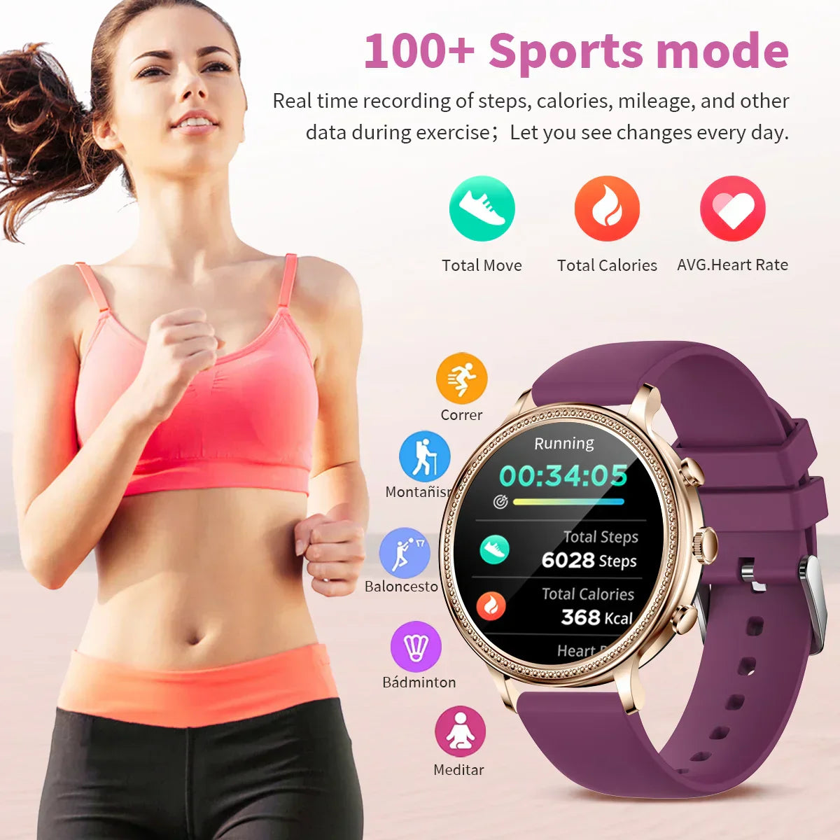 O2Tracker® Spectra - Smart Watches For Women Bluetooth Call Connected Phone Women Watch Health Monitor