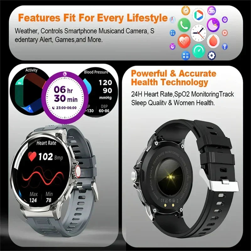O2Tracker® Smart Pro Endurance - Smart Watch 1.85 Inch Ultra HD AMOLED Screen 710 Mah Battery Bluetooth Call Smartwatch