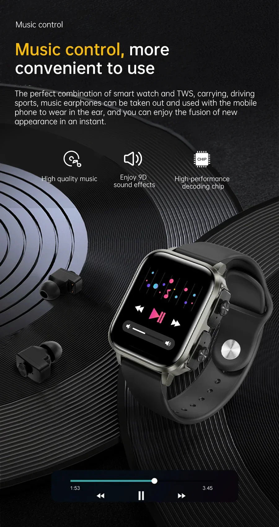 O2Tracker® Unite -Smart Watch With Bluetooth Earphone Waterproof, Touch Big Display Screen Best Relog Inteligente