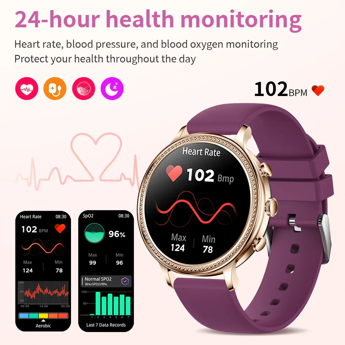 O2Tracker® Spectra - Smart Watches For Women Bluetooth Call Connected Phone Women Watch Health Monitor