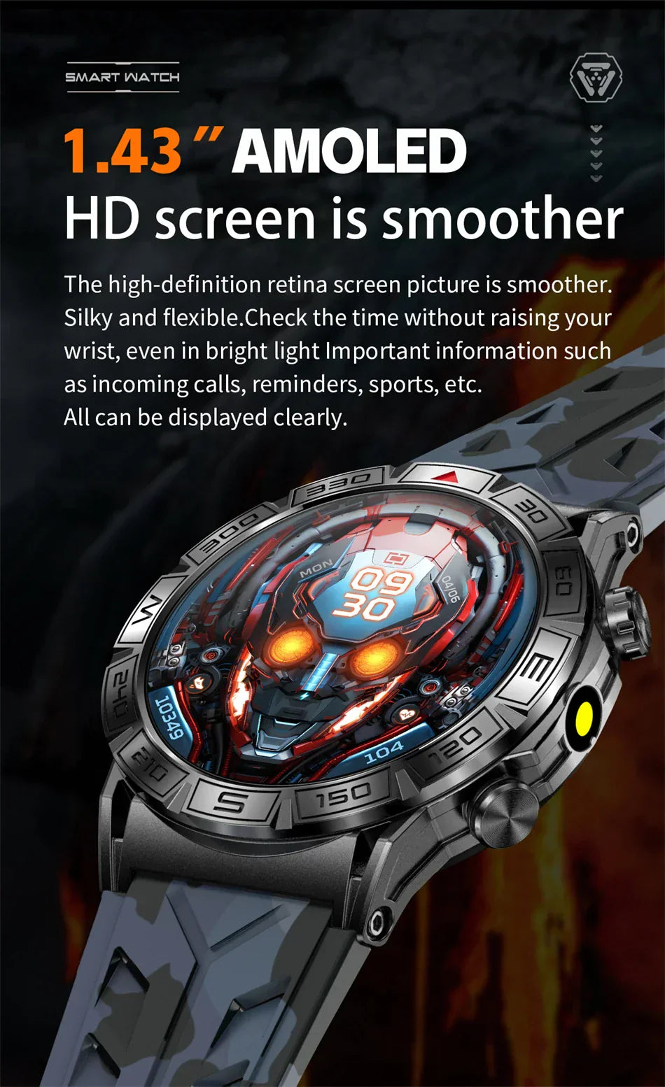 O2Tracker® Shield - Smart Watch Men Altitude Compass GPS Sports 1ATM Waterproof Watch Bluetooth Talk SmartWatches