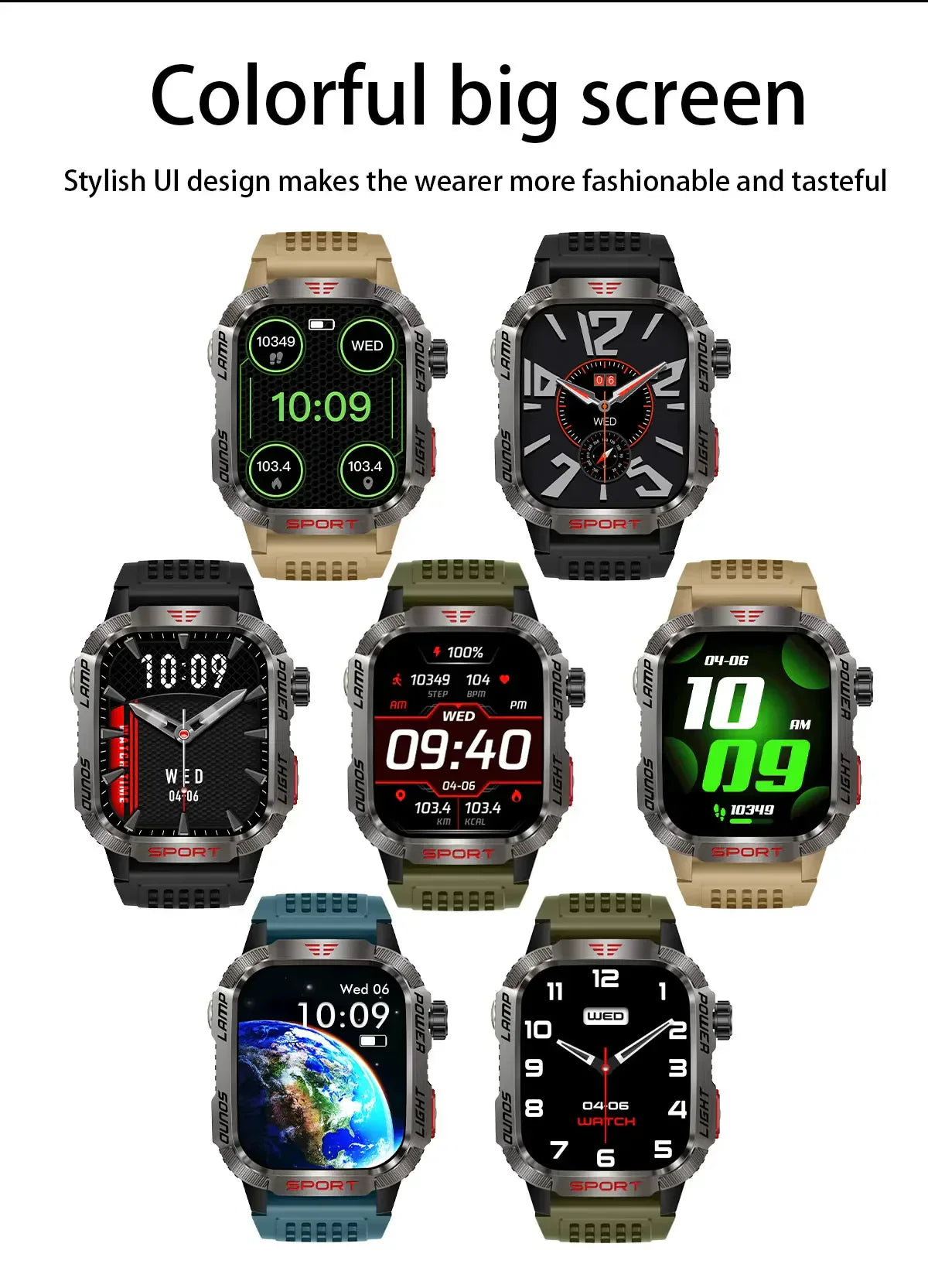 O2Tracker® Endurance - Smart Watch Men 1.96 inch GPS Compass IP68 Bluetooth call Outdoor Sports Fitness Tracker Smartwatch