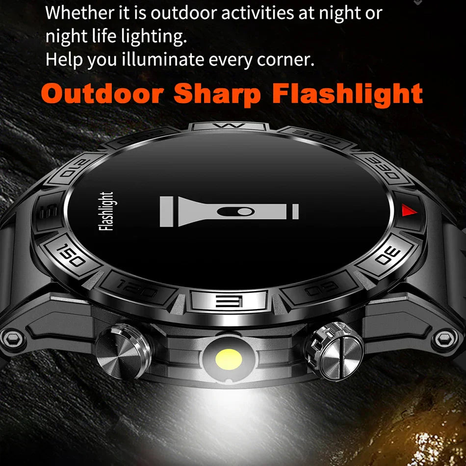 O2Tracker® Shield - Smart Watch Men Altitude Compass GPS Sports 1ATM Waterproof Watch Bluetooth Talk SmartWatches