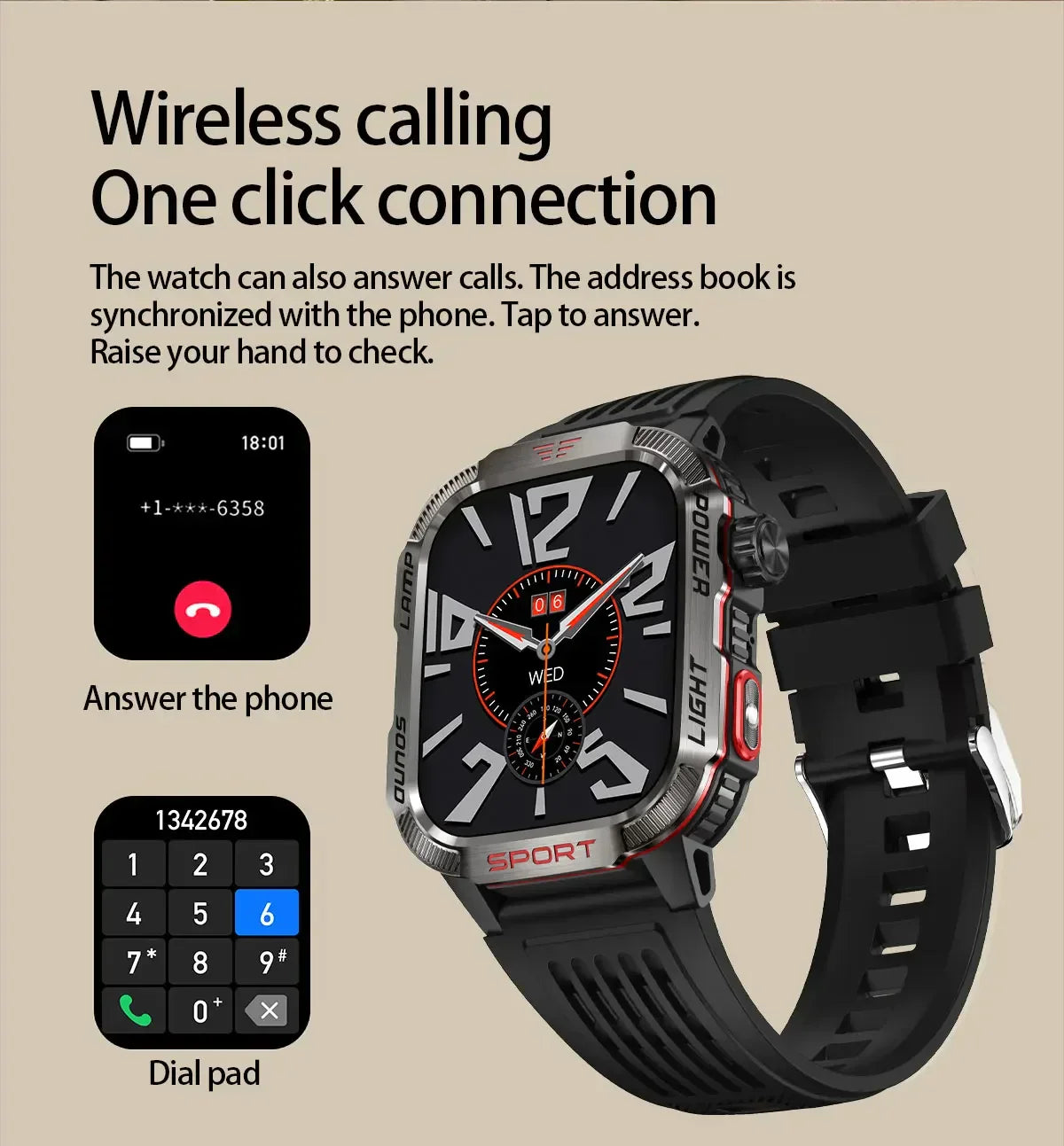O2Tracker® Endurance - Smart Watch Men 1.96 inch GPS Compass IP68 Bluetooth call Outdoor Sports Fitness Tracker Smartwatch