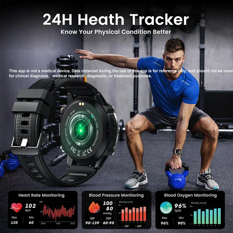 O2Tracker® Vertix - Wireless Calling Smart Watch Men Health Monitoring 450mAh Waterproof Smart Notifications Smart Watch Women
