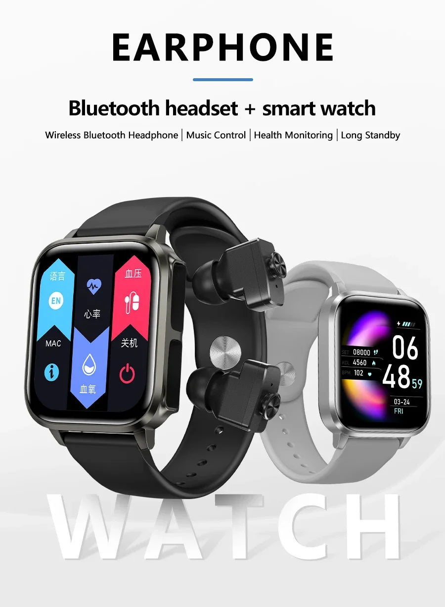 O2Tracker® Unite -Smart Watch With Bluetooth Earphone Waterproof, Touch Big Display Screen Best Relog Inteligente
