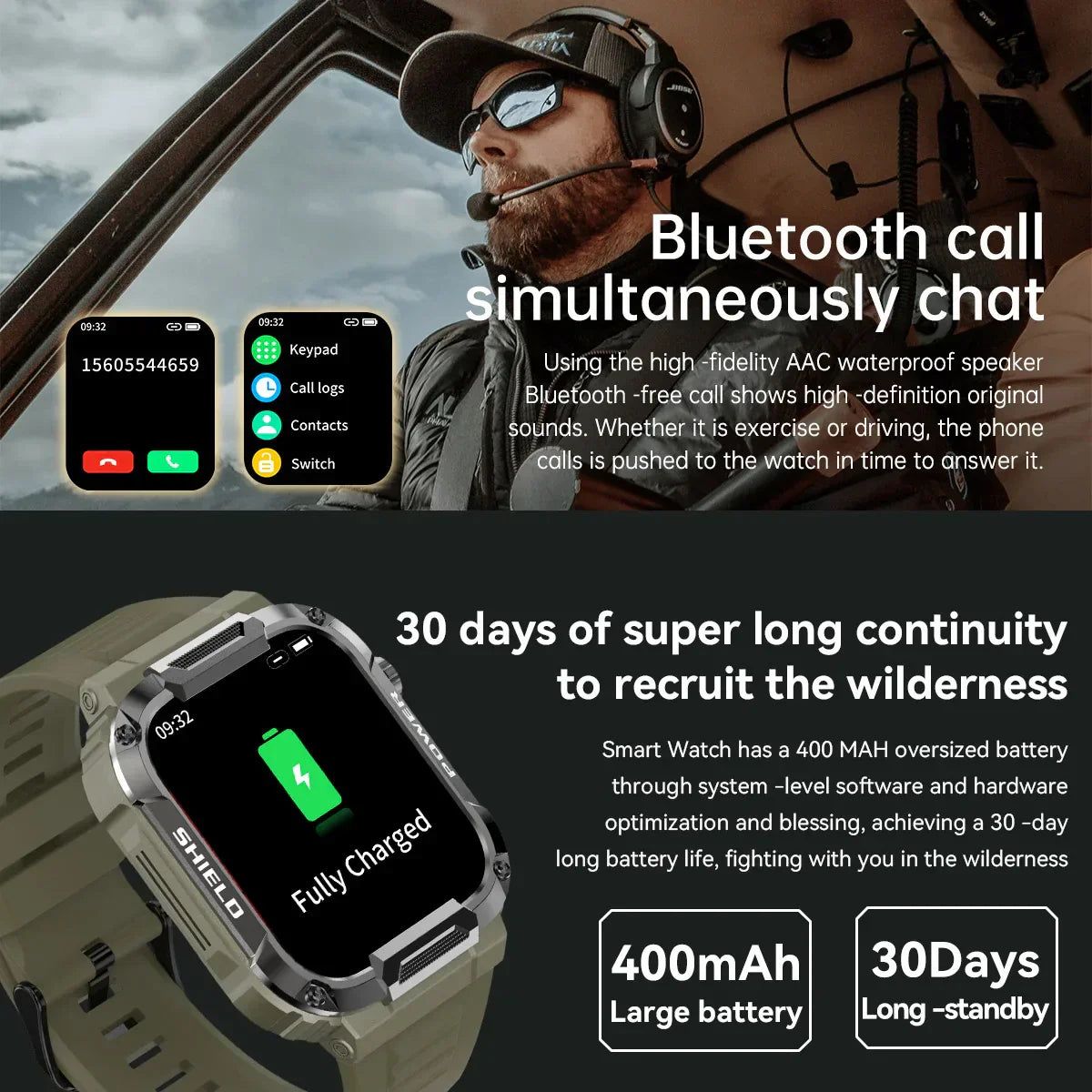 O2Tracker® Strive - Men Smart Watch Military Healthy Monitor AI Voice Bluetooth Call Fitness Waterproof Sports Smartwatch