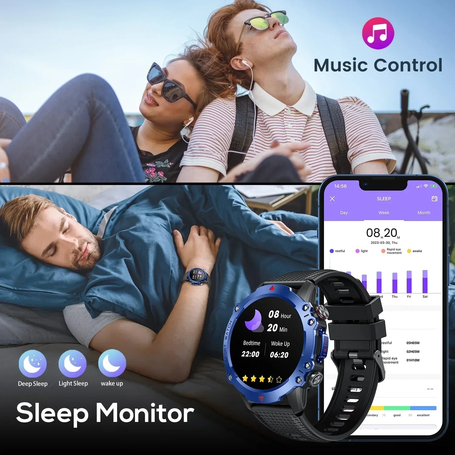O2Tracker® Vertix - Wireless Calling Smart Watch Men Health Monitoring 450mAh Waterproof Smart Notifications Smart Watch Women