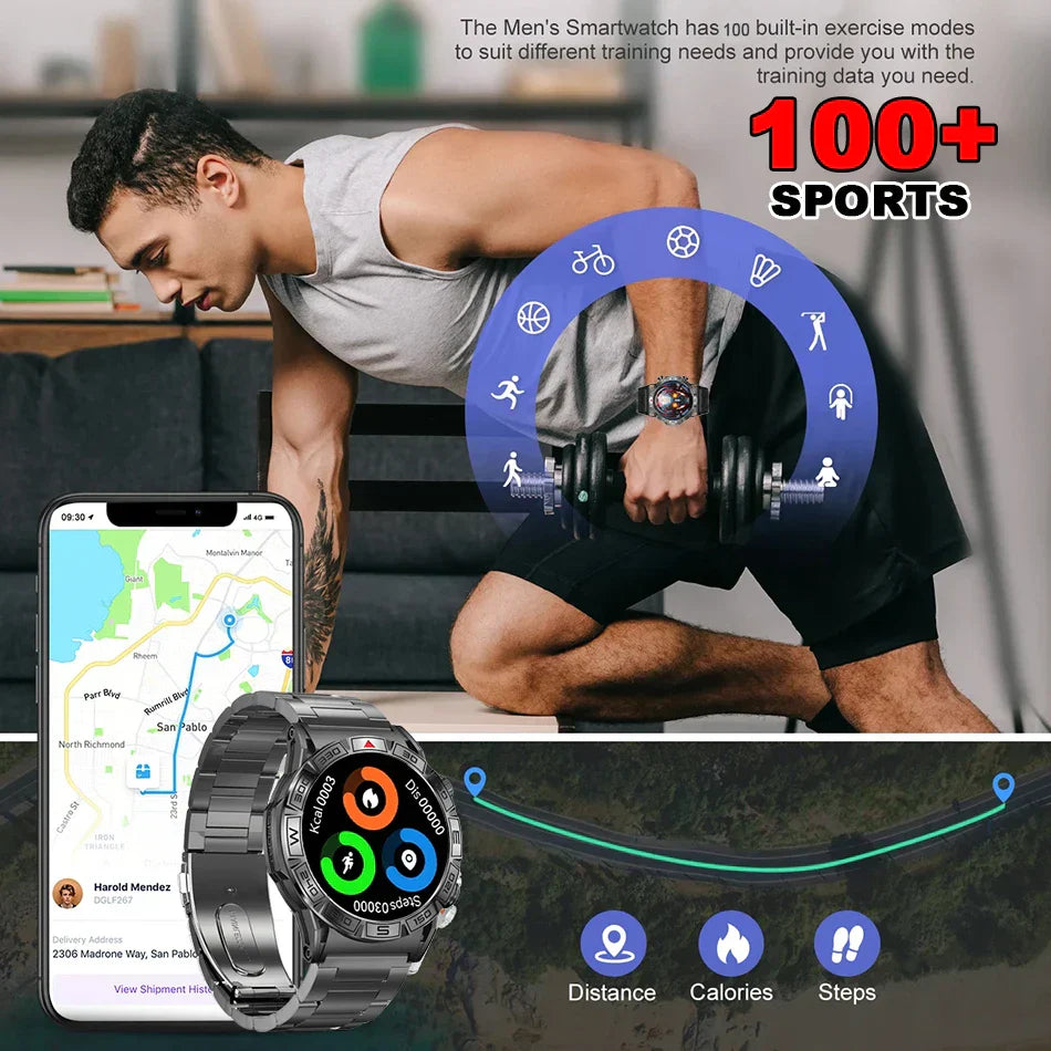 O2Tracker® Shield - Smart Watch Men Altitude Compass GPS Sports 1ATM Waterproof Watch Bluetooth Talk SmartWatches